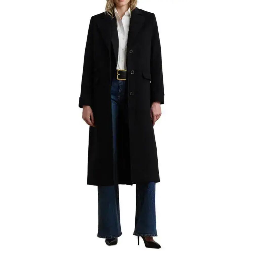 Ralph Lauren Classic Black Label Longline Wool Blend Maxi Reefer Coat Button 8